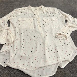 Ann Taylor Pink and Black Dot Blouse